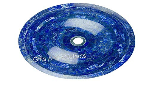 Lavabo in pietra blu naturale artigianale | Elegante lavabo da bagno | Vaso decorativo unico per bagno moderno | Lavandino di lusso 61 x 48 cm | Accenti decorativi per il bagno di alta qualità