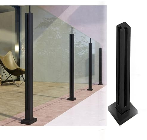 Stair il Kit – Ringhiera quadrata in vetro nero con pali in acciaio inox 304 balaustra di sicurezza per scale e ponti facile da installare