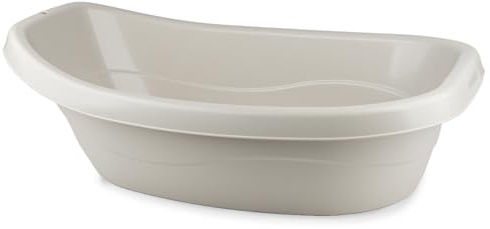 THERMOBABY - Baignoire Bébé Oceana – Forme Ergonomique, Bouchon et Tuyau de Vidange, Compatible Pied Oceana – Légère et Facile à Nettoyer – Fabrication Française – Gris Velours