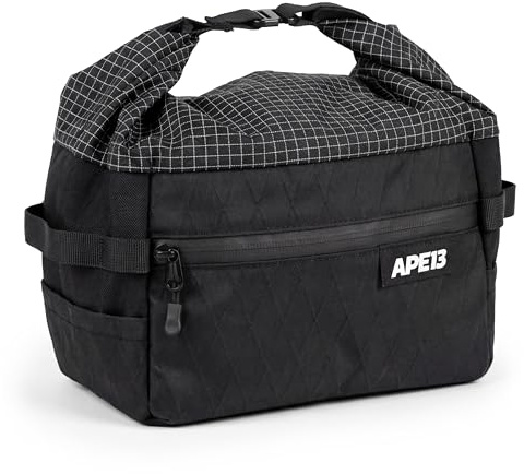 APE13 Grid Boulder Chalkbag – Großer Chalk Bag für Bouldern & Klettern, Rolltop mit Metallverschluss, stabile Base, Boulder Magnesia Beutel mit Taschen & Bürstenloops