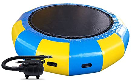 Trampolino gonfiabile ad acqua, per esterni, con gonfiatore elettrico, scala di corda, corde di ormeggio e ancoraggio, piattaforma di rimbalzo per piscine e laghi