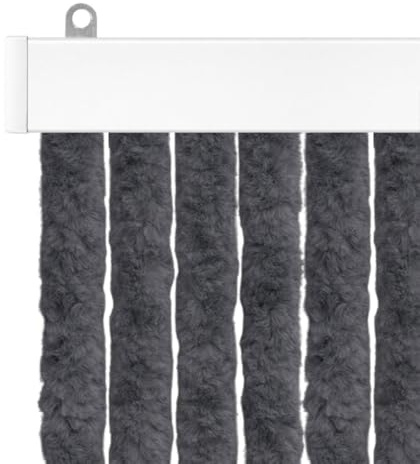 Trente Flauschvorhang Anthrazit 125x230 cm - Katzenschwanz Fliegenvorhang Tür - Insektenschutz ohne Bohren - PVC Türvorhang mit dichten 4 cm Strängen - Haustierfreundlich & langlebig
