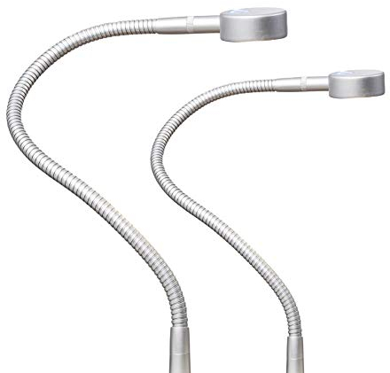 kalb Material für Möbel LED Bettleuchte Leseleuchte Bettlampe Flexleuchte chrom silbergrau Touch Schalt, Farbe:silbergrau/alu eloxiert, Größe:2er Set