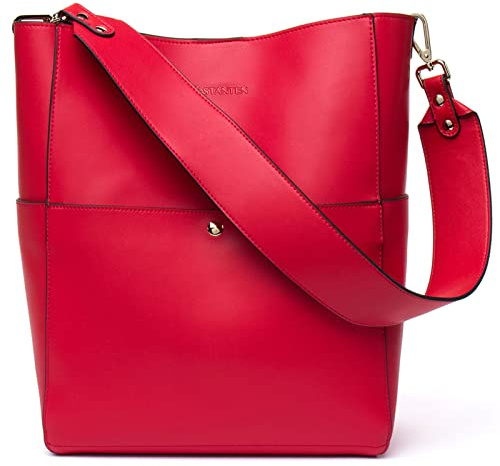 BOSTANTEN Leder Damen Handtasche Schultertasche Umhängetasche Designer Tasche Groß Rot