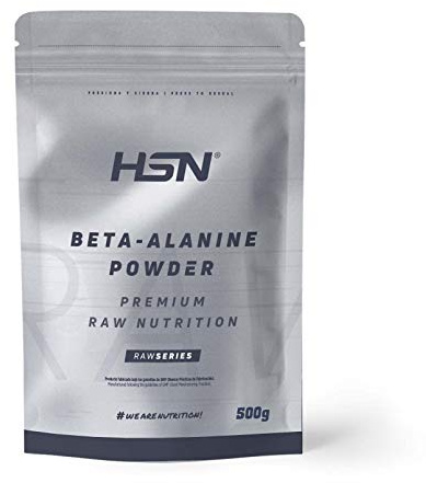 Beta Alanina en polvo de HSN | Suplemento para Mejorar Rendimiento Deportivo | 100% Pura, Ideal para Esfuerzos de Alta Intensidad | Vegano, Sin Gluten, Sin Lactosa, Sin Sabor, 500g