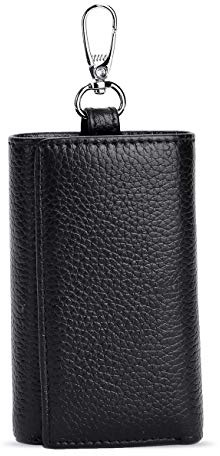 RuoFeng Keychain Key Holder Ring with 6 Hooks Snap Closure, Black, 11×7×2.5 cm