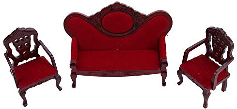 1:12 Miniaturmöbel Wohnzimmer Sofa Stuhl Set Vintage Holz Puppenhaus Zubehör Pädagogisches Kinder Pretend Play Spielzeug