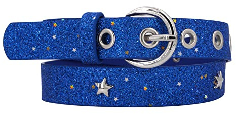 EANAGO veganer Glitzergürtel für Mädchen 3-12 J. Kindergürtel verstellbar | für Taillen von 57-72 cm, mit funkelndem Design, bequemer Sitz, 2,5 cm breit, ideal für Kindergarten, Schule, Freizeit