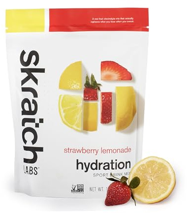 Skratch Labs Hydration Sports Drink Mix – Real‑Fruit Electrolyte Powder for Fast Hydration & Endurance | Strawberry Lemonade | 20 Servings | Vegan, Non‑GMO, Clean Ingredients