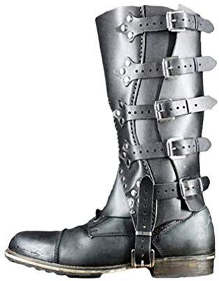 Darabun Vintage Beinschutz Gamasche - verstellbare PU Leder Schnalle Schuhe Abdeckung Mittelalter Stiefel Gamaschen Wandern Schienbeinschutz Rüstung für Männer Frauen, Cosplay Kostümzubehör