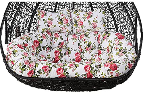 Yadlan HäNgesessel Kissen 2 Personen, Double Sitzkissen HäNgesessel Outdoor Indoor, Auflagen & Polster für Schwingsessel mit Verstellbaren KopfstüTze, Bezug Abnehmbar und Waschbar Fleur A