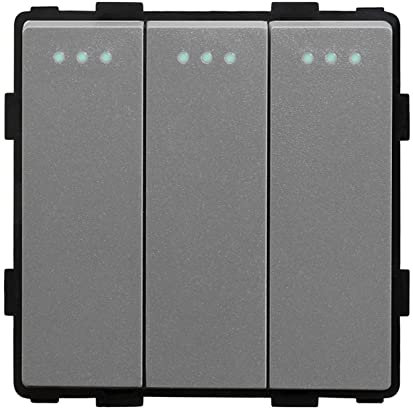 BSEED EU Standard 3 Fach 1 Weg Interruttore Bipolare Pulsante della Luce Grigio 86 mm