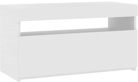 vidaXL TV Schrank mit LED-Leuchten Lowboard TV Möbel Tisch Board Sideboard Fernsehtisch Fernsehschrank HiFi-Schrank Hochglanz-Weiß 75x35x40cm