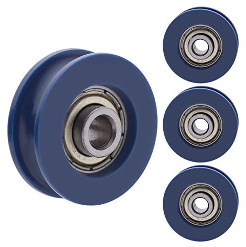 U-Nut Riemenscheibe 4 Stück 5x25.5x8.5mm U-Rille Rollen-Rollenführungsrad Nylon Führungs Rollenrad Kugel für Türen und Fenster Schränke Schubladen Blau