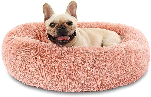 Hundebett Katzenbett Flauschig Doughnut Kuscheliges Hundekissen Waschbar rutschfest Haustierbett Ø80cm Welpenbett Cuddler Nest für Katzen, Große, Mittelgroße & Kleine Hunde