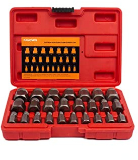 PANOVOS Schraubenausdreher-Set, Sechskantkopf, Multi-Spline, leicht zu entfernen, Premium-Hartstahl, abgerundeter Bolzenentferner, 25-teilig