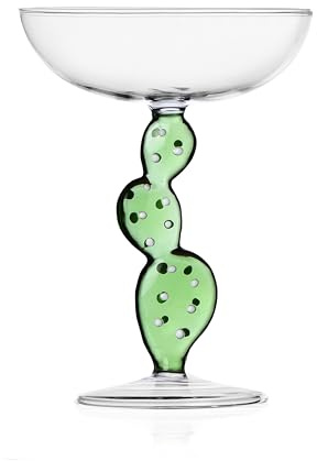 Ichendorf Milano Champagnerschale, grüner Kaktus, Kollektion Desert Plants, 30 cl, Borosilikatglas, handgefertigt