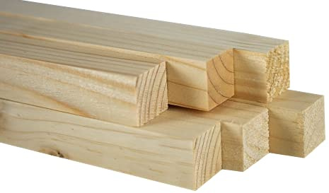 CHELY INTERMARKET Palos Madera 2x2x83cm Pack 6 Listones Naturales Para Bricolaje Carpintería Manualidades Proyectos DIY Corte Preciso Artesanía Decoración Construcción Tallado Lijado