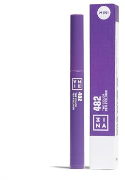 3INA- The Color Pen Eyeliner 482 (mini) -Eyeliner Morado -Líquido Mate | Líquido Mate - Delineador de Ojos de Colores 10h de Duración - Apto Ojos Sensibles - Vegan - Cruelty Free