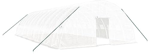 vidaXL Gewächshaus, Foliengewächshaus mit Stahlrahmen, Tomatengewächshaus mit Reißverschlusstür Fenstern, Treibhaus Folientunnel Frühbeet, Weiß 72m² 12x6x2,85m