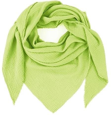 Gloop Bufanda de mujer XXL de punto triangular, bufanda de algodón, pañuelo triangular, muselina, sin arañazos en la piel, verde claro, Talla única