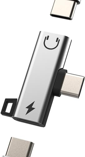 Dual USB C Headphone Audio Splitter(2in1)Type C Charging Cable Port Adapter for Apple iPhone 16 15 pro max Connector DAC earphone Aux Jack Dongle Fast Charger Adaptor Converter compatible for Samsung