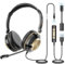 Wantek Casque avec Microphone 882F, Casque stéréo avec Microphone à réduction de Bruit 3,5 mm-USB-Type-C Casque pour Ordinateur Portable avec Microphone