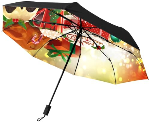 GISPOG Parapluie pliable automatique pour fête de Noël, dessert, imperméable, compact, soleil et pluie, parapluie de voyage, 1 couleur, taille unique