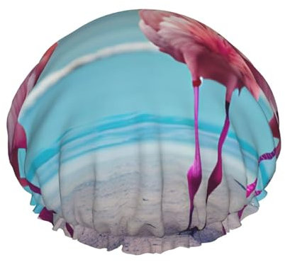 Flamingo-Strand-Duschhauben mit einer doppelten Schicht halten Ihr Haar gut, egal ob Sie sie beim Duschen oder Baden verwenden.