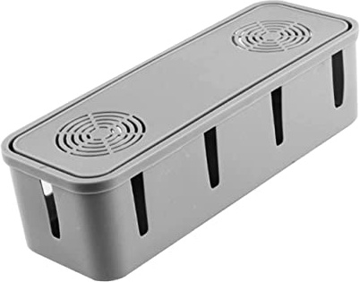 jojofuny Caja Receptora De Enchufes Fija para Aparatos del Hogar, Diseño Poroso para Disipación De Calor, Gran Capacidad Cuadrada para Organización De Cables Gris, Orden para Escritorio y Oficina