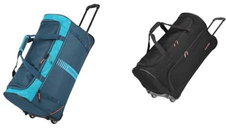 Travelite 2-Rad Trolley Größe L & 2-Rad Trolley Reisetasche Größe L, Gepäck Serie Basics Fresh: Weichgepäck Reisetasche mit Rollen im sportlichen Design, 71 cm, 89 Liter, Schwarz