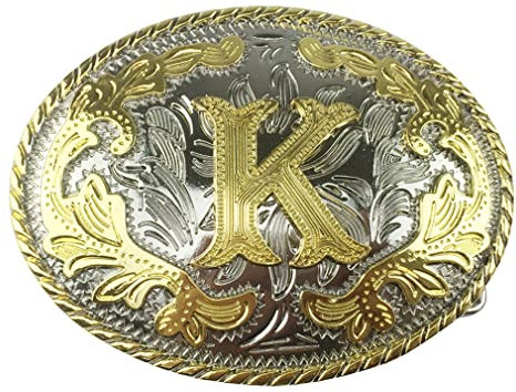 LKMY Herren Gürtelschnalle, 3D Gold Buchstabe Alphabet Initial Carving Gürtelschnalle A-Z, Western Vintage Style Cowboy Gürtelschnallen, Vatertag, Jeans Zubehör (K)