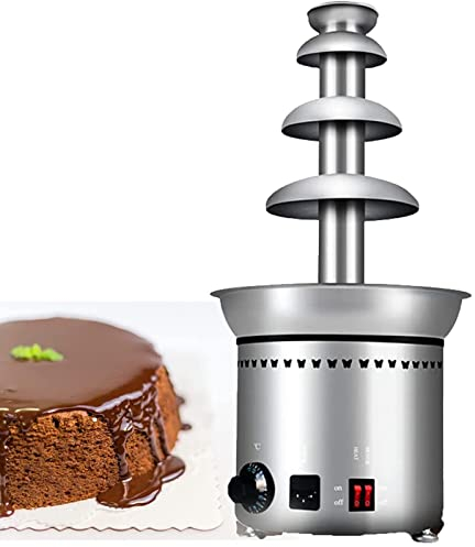 4 Tier Fountain Chocolate Cheese Melting Machine Cream Fondue, Commercial Chocolate Fondue Fountain Digital Chocolate Waterfall Melting Machine 225W Stainless Steel Buffet Equipment