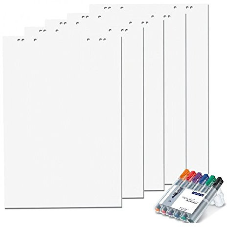 Papiertiger Flipchartblock (5 Blöcke, Blanco + Marker)