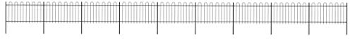 Bulliing Gartenzaun mit Bügel-Design Stahl 15,3 x 1 m Schwarz Zaunelemente Gartenzaun Zum Stecken Teichumrandung Zaun Blumengitter