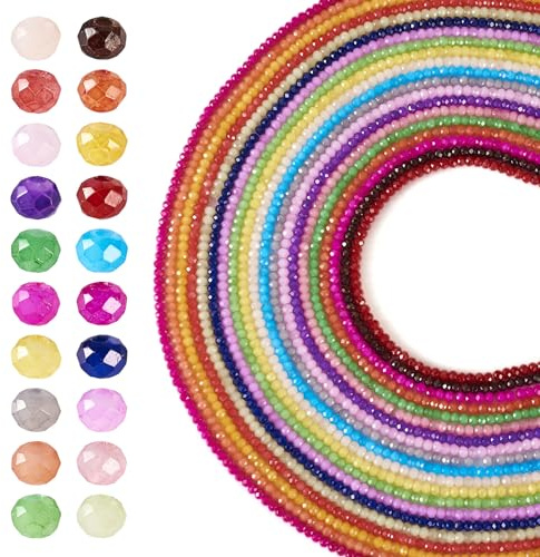 Bestewelry Lot de 20 petites perles en verre à facettes de 3 x 2 mm en imitation jade pour loisirs créatifs, bracelets, colliers, fournitures de perles