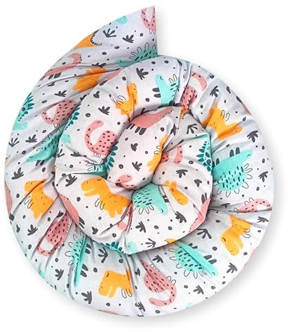 Bebeloo Bettschlange Bettkissen Seitenschläferkissen Nackenrolle Schlafkissen Kuschelschlange Stillkissen Zierkissen Zugluftstopper Body Pillow Baumwolle (140 cm, Dinosaurier)