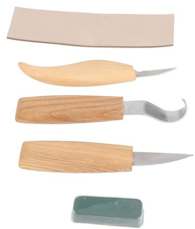 Outils de Sculpture sur Bois, Kit de Sculpture sur Bois, Ensembles de Ciseaux à Bois, 5 Pièces, Ciseaux de Gravure sur Bois à la Main, Couteau, Cuillère, Ensemble d'Outils de