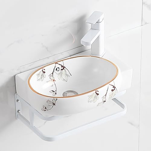 Lavabo Ovale En Céramique À Suspendre Au Mur,Angle Lave Main,Petit Lavabo Mural,Meuble Lave Main,Mini Lave Main,Lavabo Salle De Bain,Meuble Lave Main Wc Avec Vasque Angle,Minimalist(Brown,17/43cm(R))