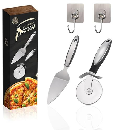 Pizzaschneider, Premium Pizzaroller aus Edelstahl, Professioneller Pizza Cutter, Pizzarette für Küchenzubehör, Pizza Schieber Zubehör Profi für Küchen Zubehör, Pizzamesser für Pizza, Kuchen, Waffeln