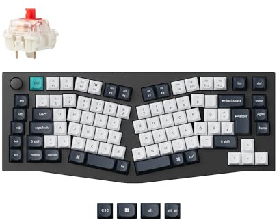 Keychron Q10 Max Alice 75% DE-ISO Layout, Drahtlose mechanische Tastatur mit Drehknopf, QMK/VIA programmierbar, 2.4 GHz/Bluetooth/Kabelverbindung Gateron Rot-Schalter