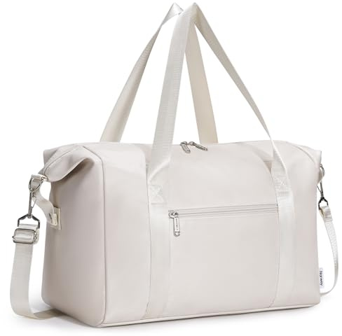 Narwey Ryanair Handgepäck 40x20x25 Ryanair Handgepäck Tasche 40x30x20 Reisetasche Handgepäck Faltbare Wasserfeste Weekender Gym Travel Bag für Damen Herren (Beige)