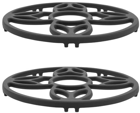 Gatphy 2pcs Gas Kochfeld Ring 19cm Hierro Fundido Wok Anillo de Soporte Retro Decorativo Wok Sartenes Soporte No Slip Hierro Fundido Trivet Manteles Top Cooker para Cocina (Negro)