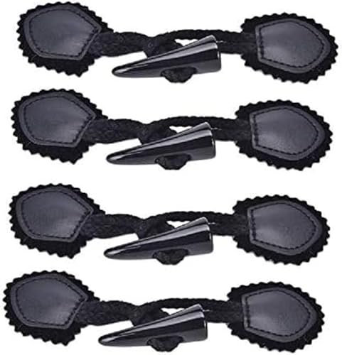 QWFVHJ Lederknöpfe, Dufflecoat-Knebelknöpfe, 4 Paar Leder-Horn-Knebelverschlussknöpfe, for Manteljacke
