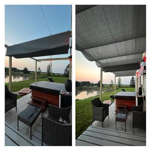 Outdoor Retractable Pergola with Sun Shade Canopy Metal Patio Shelter Awning for Garden Porch Beach Pavilion Grill Gazebo Modern Yard Grape Trellis (W1.7*L10m/W5.57*L32.81ft)