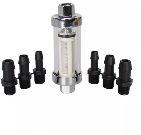 URPIZY Kraftstofffilter Inline Zubehör Für 1/4 5/16 3/8 6Mm/8mm/10mm Waschbare Filter Mehrfach-Anschluss Wiederverwendbar Einfache Installation Wartungsfreundlich Vielseitig Einsetzbar