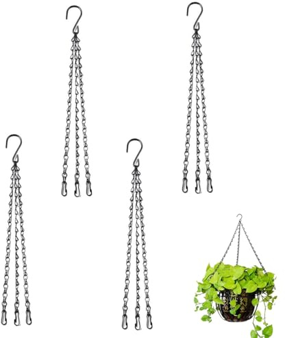 Ruayia 4 Stücke Ketten Blumentöpfe, 3-litzige Metallkette Hängekorb, Kette Blumenampel zum Aufhängen Hängender Blumentopf, 40cm Blumenkorb Hängende Korb Ketten für Vogelkäfig, Pflanzgefäßen