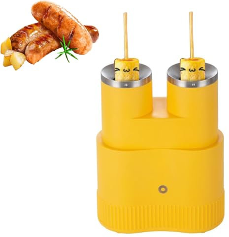 Double-tube Automatic Egg Roll Machine,Egg Boiler & Sausage Machine, Non-Stick Breakfast Tool for Omelettes And Hot Dogs,Egg Roll Maker Omelette Machine,7-minute Quick Cooking Tool,Yellow