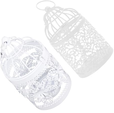 FUTUREORYY 2 Piezas Candelero Hueco En Forma De Jaula De Pájaro Soporte para Velas Adorno Decorativo De Hierro para Sala Dormitorio Oficina 3.14 X 3.14 X 5.51 in