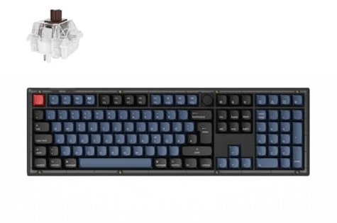 Keychron V6 Kabelgebundene Custom Mechanical Keyboard (Knopf-Version), 100% DE-ISO-Layout, QMK/VIA, Hot-Swap, mit RGB-durchscheinenden Tastenkappen Super Schaltern